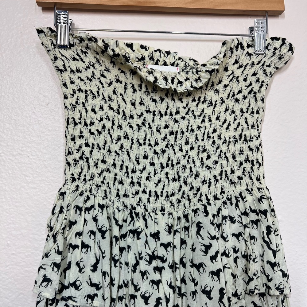 Dolls Kill Dolls Point Cream Horse Print Smocked Layered Mini Dress - Picture 4 of 11
